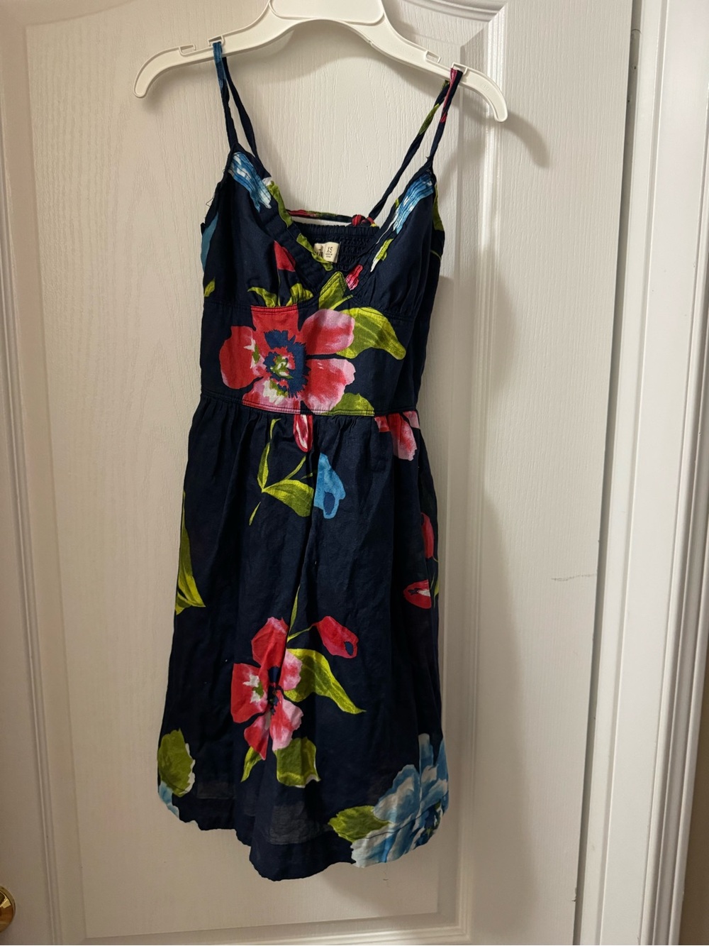 Hollister Navy Midi Dress with Pink & Blue Floral Print